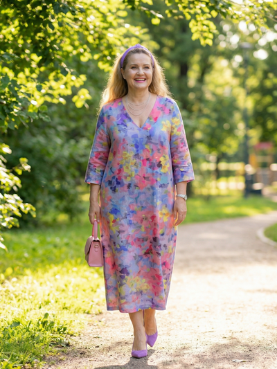 Benson | Vestido midi con estampado floral abstracto
