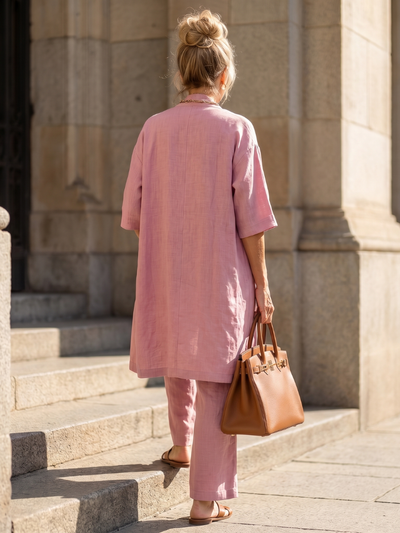 Yasmina | Conjunto de tres piezas: top y pantalón de corte holgado