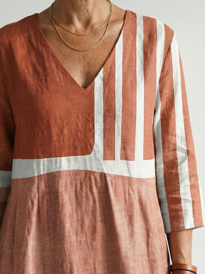 Remy | Vestido midi de rayas mixtas y fácil de llevar