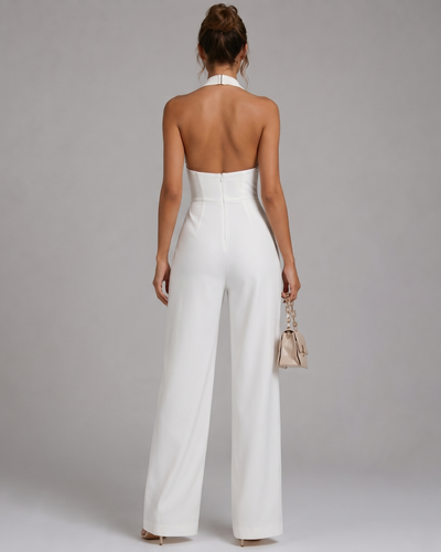 Nerea | Mono sin mangas de cuello halter de pierna ancha