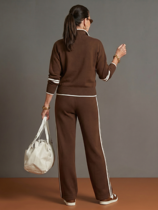 Lluvia | Top de cuello con cremallera de manga larga y pantalones con franja lateral - conjunto