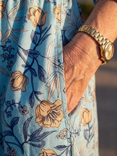 Jara | Vestido midi con frunces de jardín