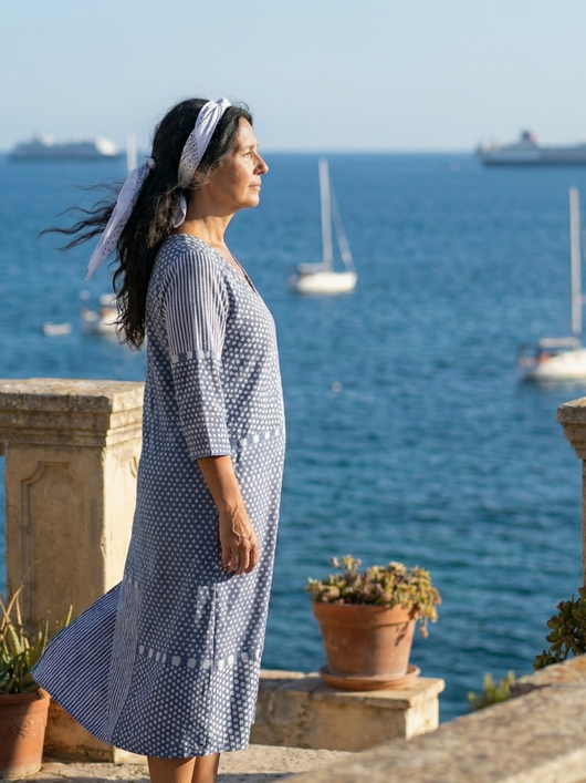 Nolan | Vestido midi de patchwork ajustado
