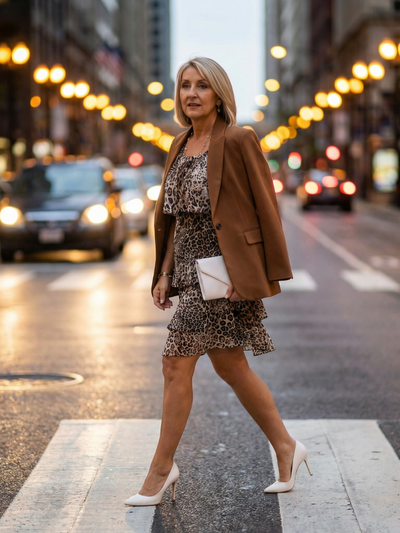 Leyre | Vestido a la rodilla con estampado animal