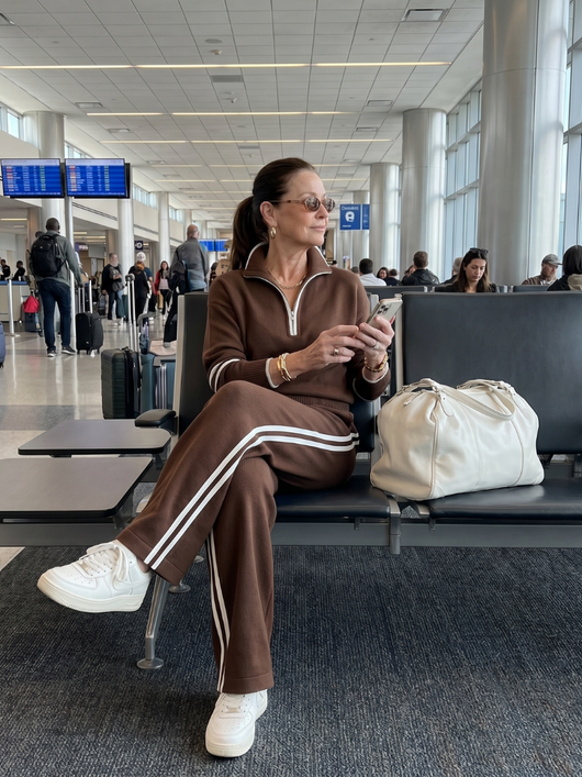 Lluvia | Top de cuello con cremallera de manga larga y pantalones con franja lateral - conjunto