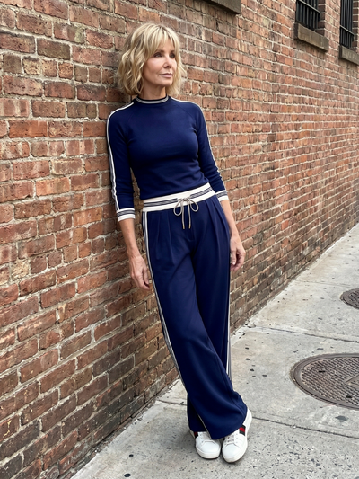 Elena | Conjunto de top ajustado de manga larga y pantalones de pierna ancha