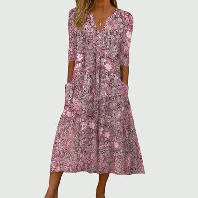 Elena | Vestido midi elegante con bolsillos