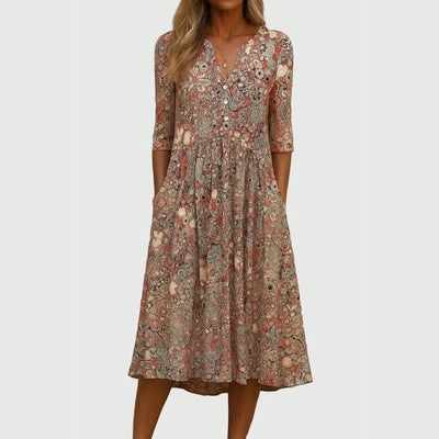 Elena | Vestido midi elegante con bolsillos