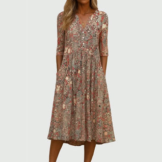 Elena | Vestido midi elegante con bolsillos