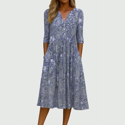 Elena | Vestido midi elegante con bolsillos