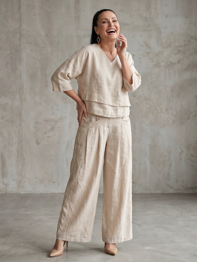 Rocío | Conjunto de top en capas y pantalón de pierna ancha