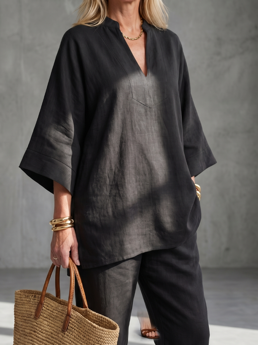 Georgina | Conjunto de túnica con escote en V y pantalones fruncidos