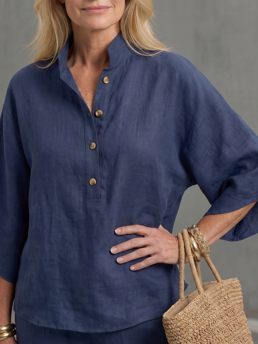 Amparo | Conjunto de túnica y pantalón de corte relajado con botones frontales