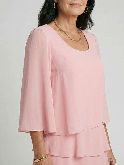 Marina | Vestido midi de mangas acampanadas en capas, hasta la rodilla