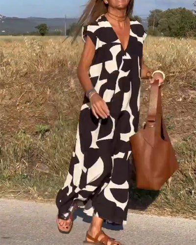 Elena - Vestido sin mangas con estampado geométrico irregular