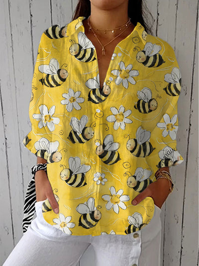Margarita – Blusa con estampado floral de abejas
