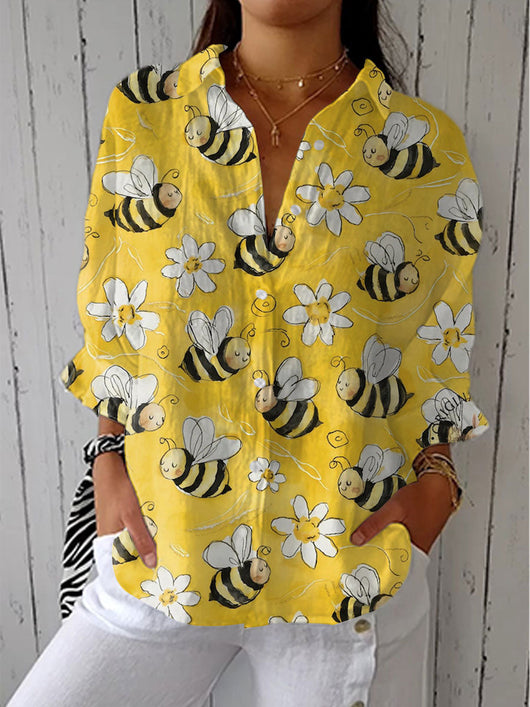 Margarita – Blusa con estampado floral de abejas