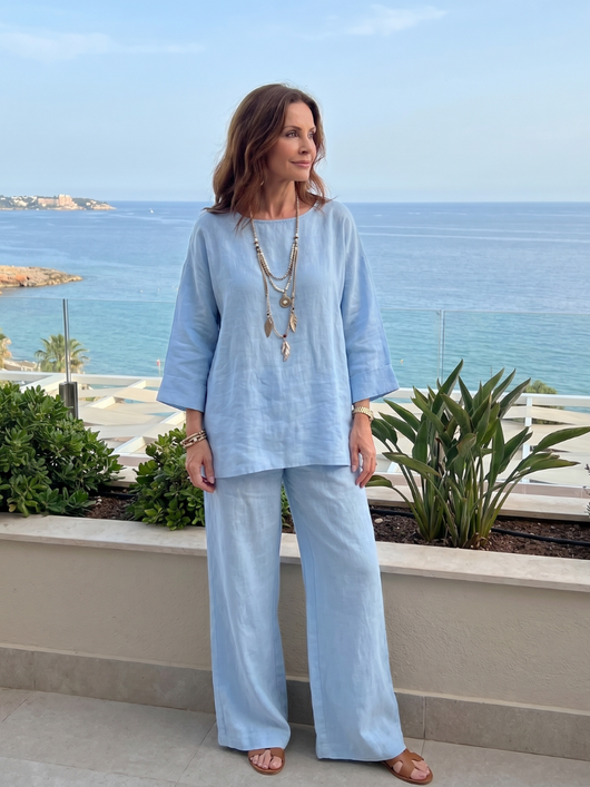 Pilar | Conjunto de túnica oversize y pantalón de pierna ancha