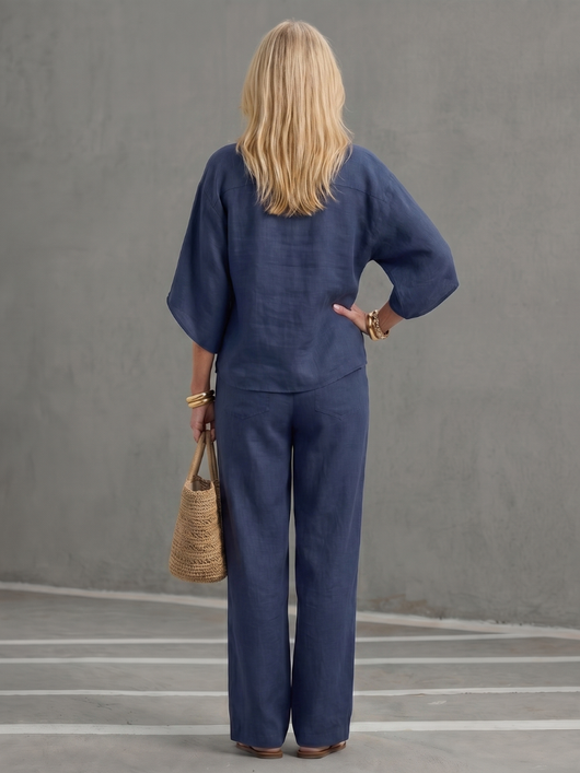Amparo | Conjunto de túnica y pantalón de corte relajado con botones frontales