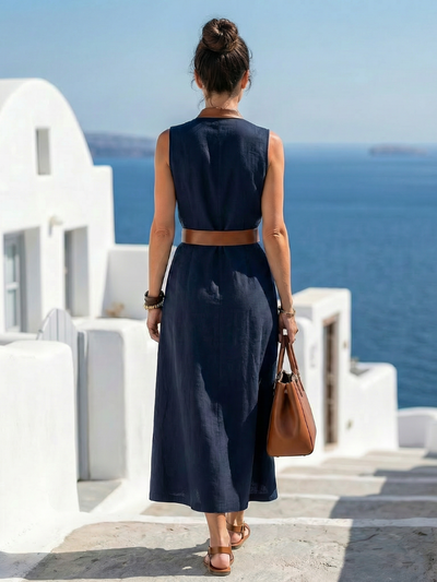 Teba | Vestido midi con línea de contraste