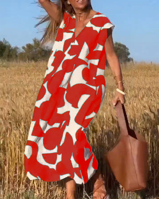 Elena - Vestido sin mangas con estampado geométrico irregular