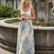 Oriana | Vestido midi sin mangas con escote cuadrado y pliegues