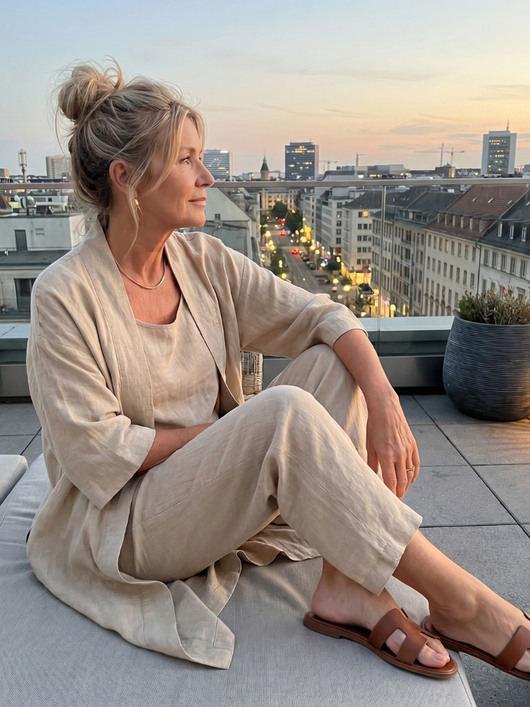 Yasmina | Conjunto de tres piezas: top y pantalón de corte holgado