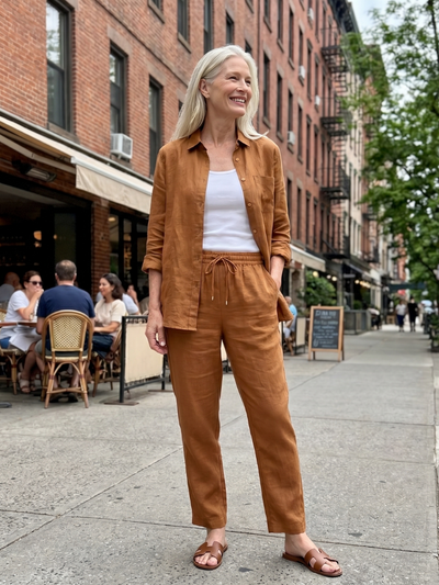 Nora | Conjunto de camisa de manga larga y pantalones entallados