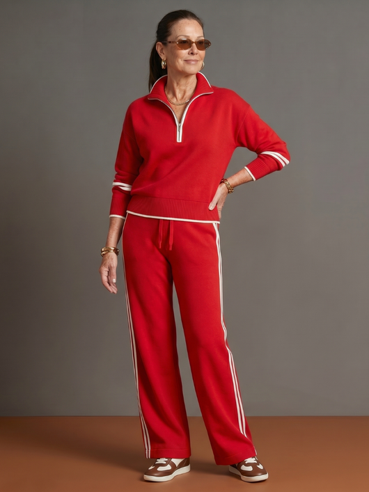 Lluvia | Top de cuello con cremallera de manga larga y pantalones con franja lateral - conjunto