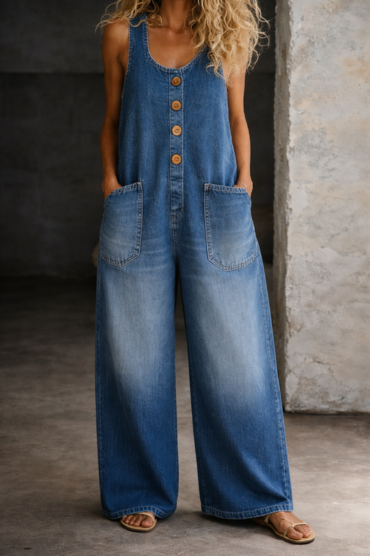 Estefi | Mono de denim de algodón lavado vintage