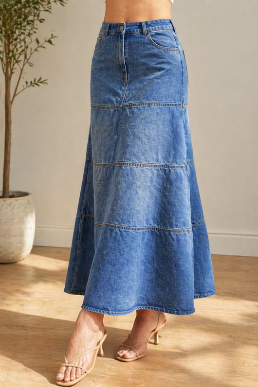 Mari | Falda de denim de longitud media
