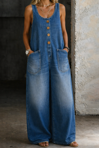 Estefi | Mono de denim de algodón lavado vintage