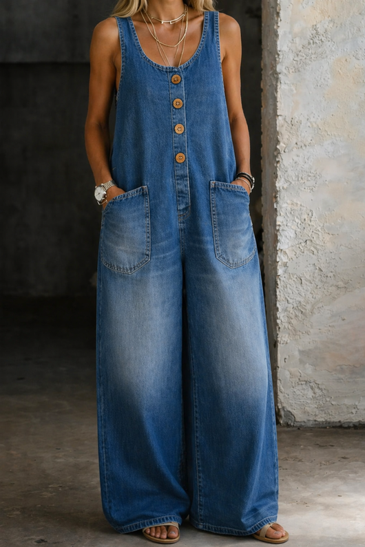 Estefi | Mono de denim de algodón lavado vintage