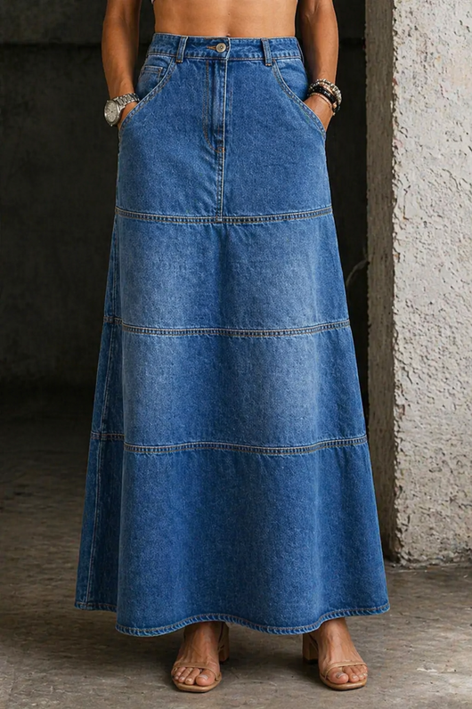 Mari | Falda de denim de longitud media