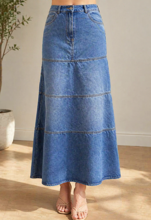 Mari | Falda de denim de longitud media