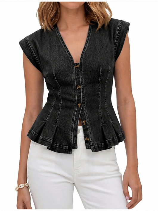 Viera | Top de denim con escote en V