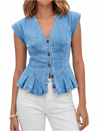 Viera | Top de denim con escote en V