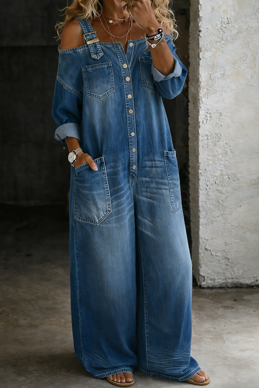 Sophia | Mono de denim sin tirantes