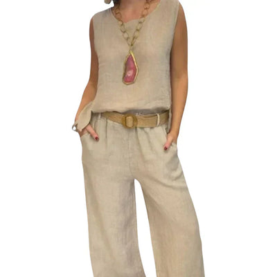 Paloma | Conjunto bohemio de top sin mangas y pantalones recortados