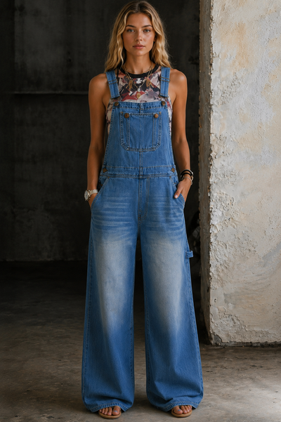 Candela| Mono de denim con cintura elástica