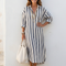 Naomi | Vestido midi de camisa a rayas con manga larga