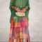 Nora Vestido de Capas - Verde y Naranja