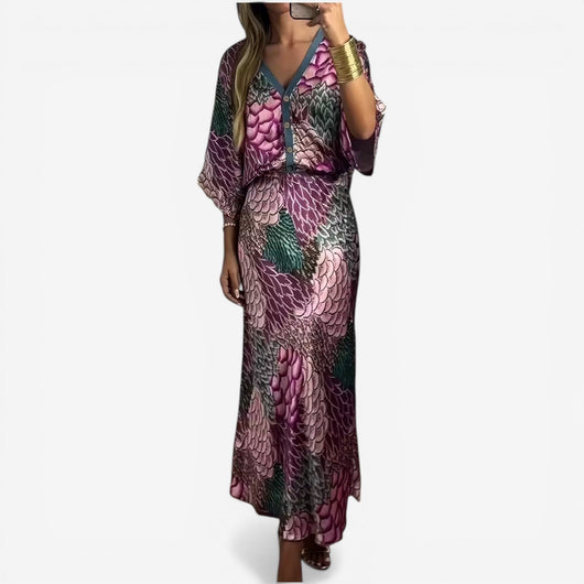 Cristina™ Vestido midi estampado fluido