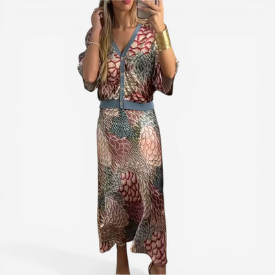 Cristina™ Vestido midi estampado fluido