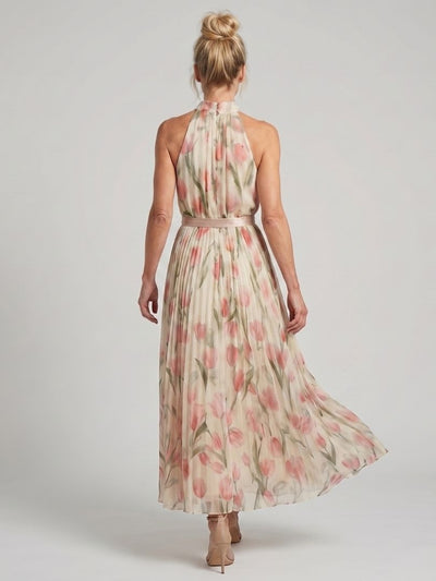 Aurea | Vestido midi floral con cuello halter