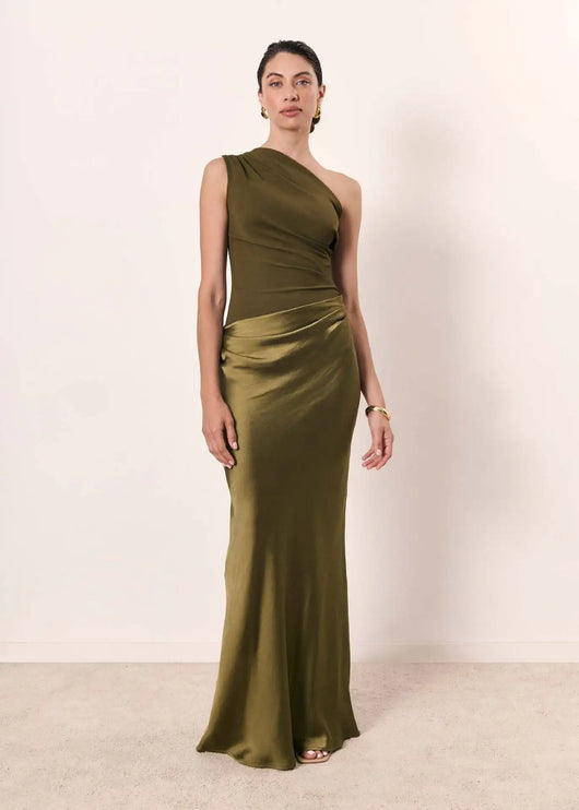Luna™ | Vestido maxi de satén con abertura