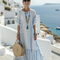 Uva | Vestido maxi de rayas con cuello redondo y manga corta