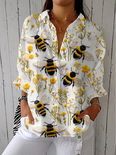 Susana – Blusa floral con abejas del jardín