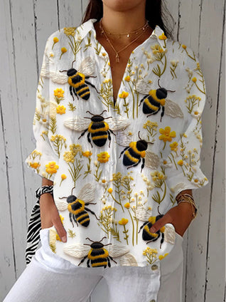 Susana – Blusa floral con abejas del jardín