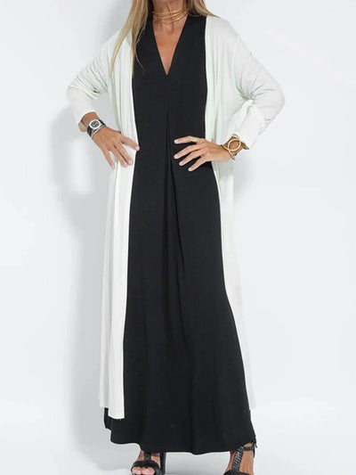 Vestido maxi sin mangas con escote en V y abertura, tallas grandes